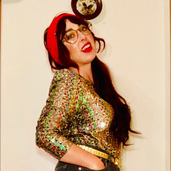 Tops - 1980s Vintage Long Sleeve Sequin Top